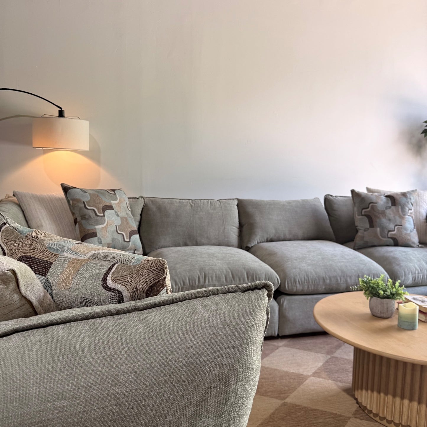 Mesa Grand Corner Sectional in Sage Green Chenille