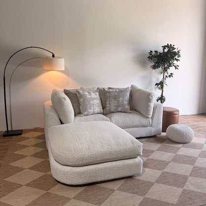 Georgia Loveseat + Ottoman in Cream Boucle