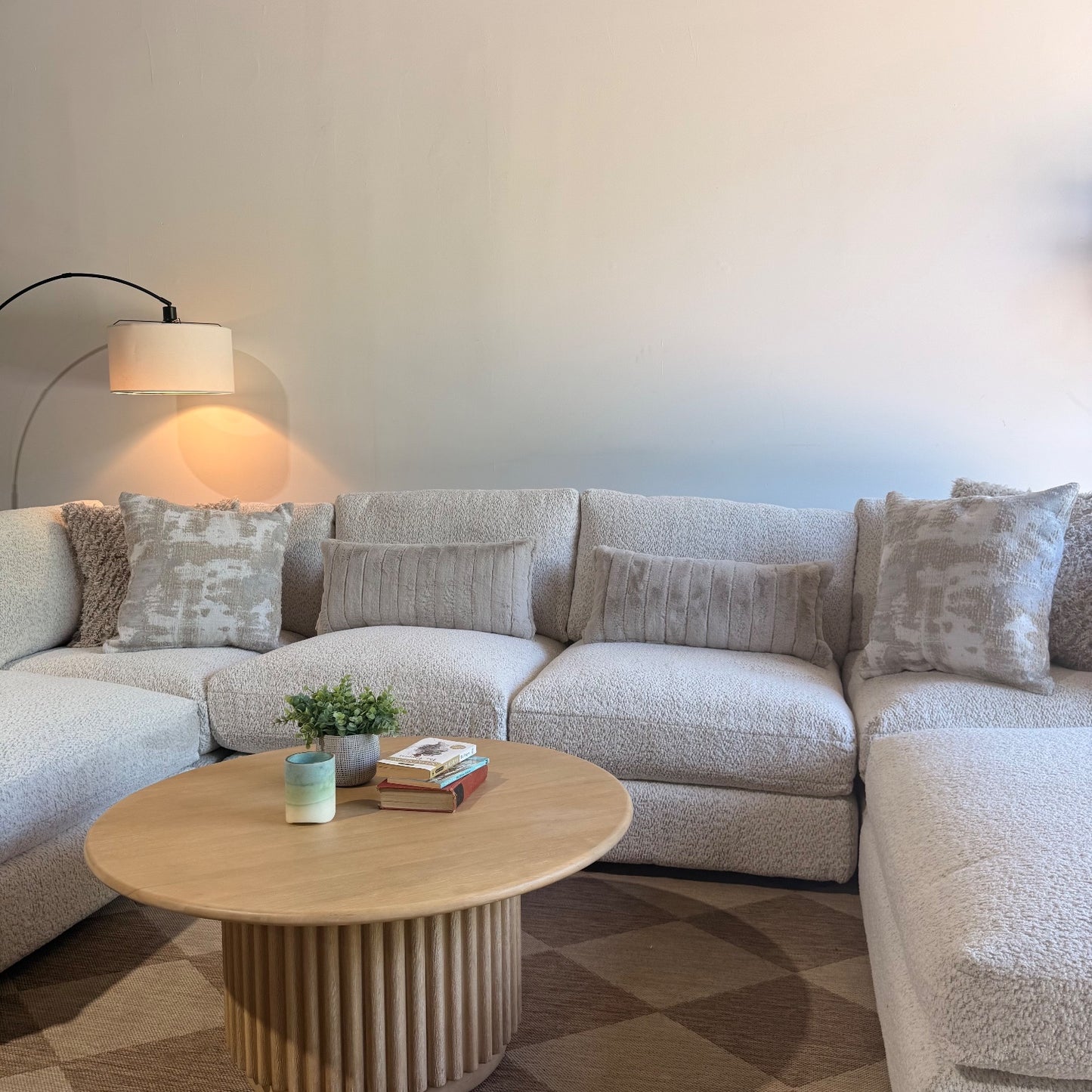 Georgia Double Chaise Sectional in Cream Boucle — Kindred Couches