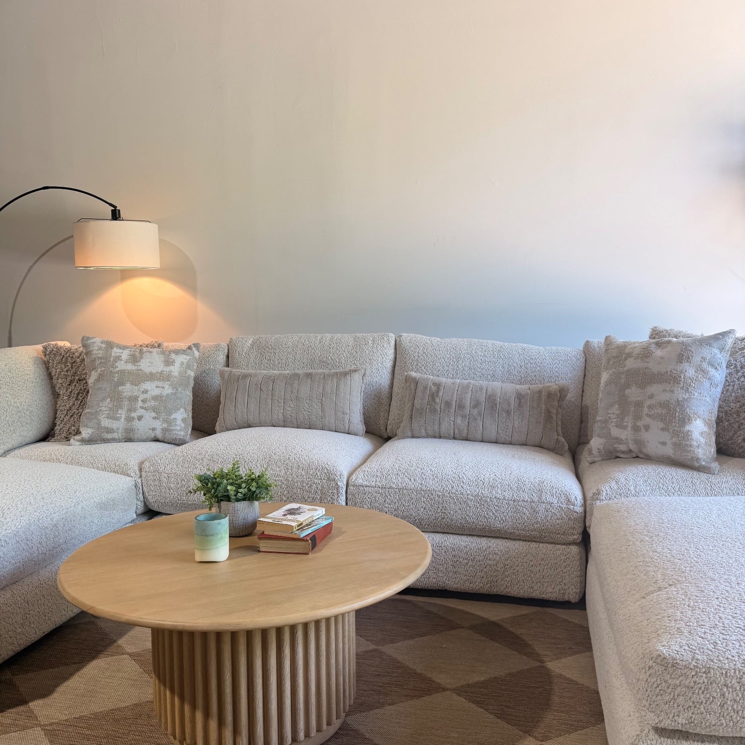 Georgia Double Chaise Sectional in Cream Boucle — Kindred Couches
