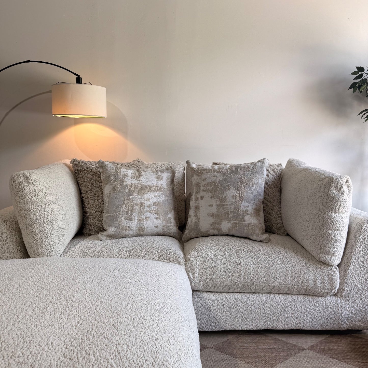 Georgia Loveseat + Ottoman in Cream Boucle
