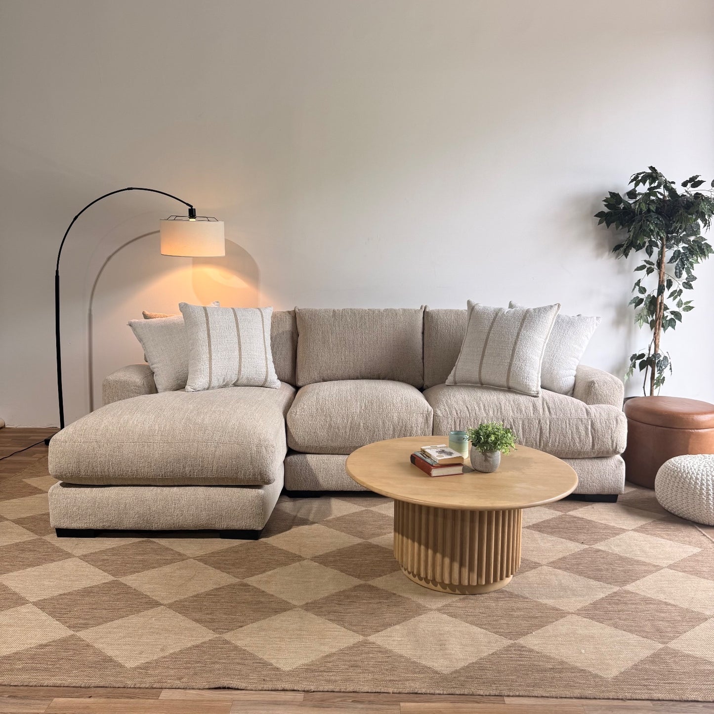 Parker Left Chaise Sectional in Beige Chenille — Kindred Couches