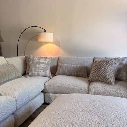 Georgia Corner Sectional + Ottoman in Cream Boucle