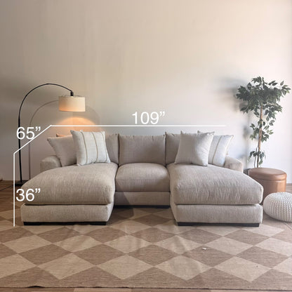 Parker Double Chaise Sectional in Beige — Kindred Couches