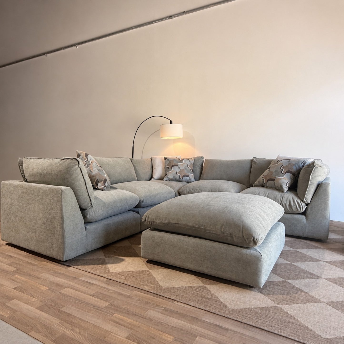 Mesa Corner Sectional + Ottoman in Sage Green