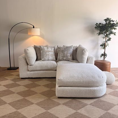 Georgia Loveseat + Ottoman in Cream Boucle