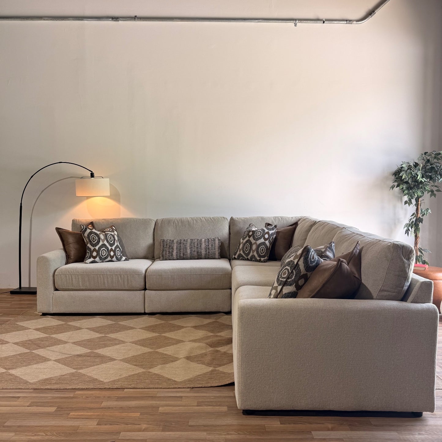 Oak Corner Sectional in Beige