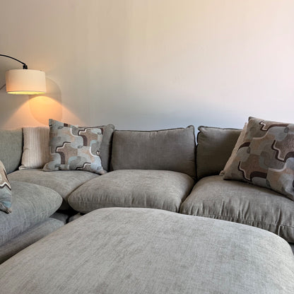Mesa L-Shape Enclosed Sectional w/ Ottoman in Sage Green Chenille