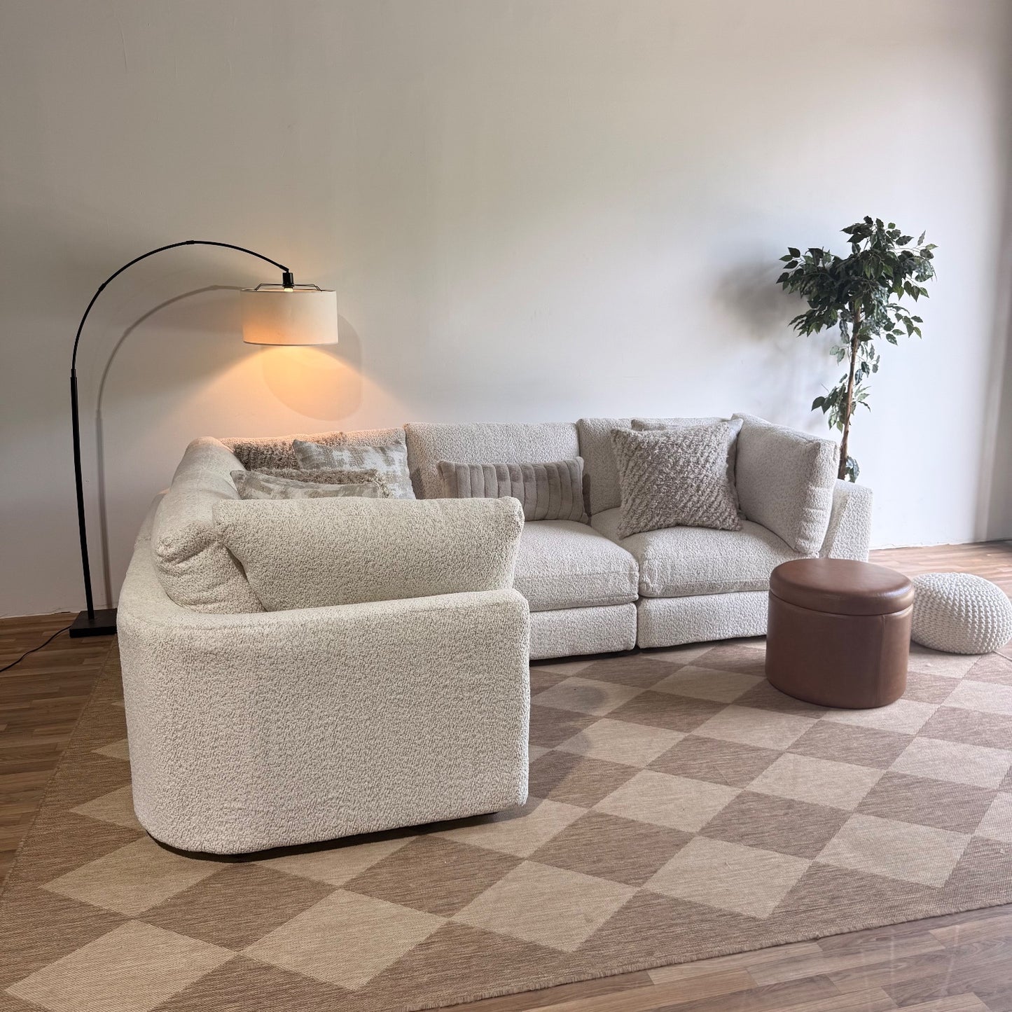 Georgia L-Shape Enclosed Sectional in Cream Boucle — Kindred Couches