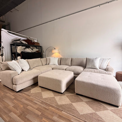 Parker Grand Corner + 2 Ottoman Sectional in Beige — Kindred Couches