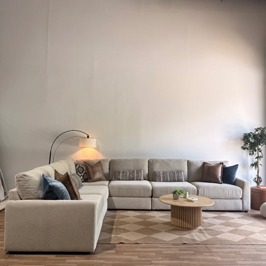 Oak Grand Corner Sectional in Beige Performance Fabric
