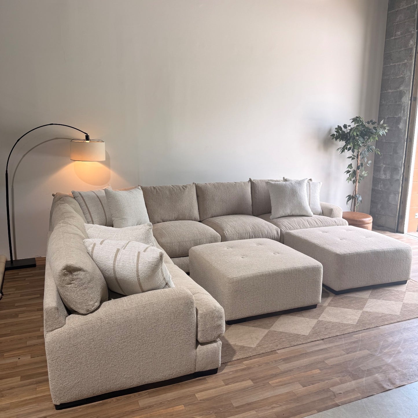 Parker Grand Corner + 2 Ottoman Sectional in Beige — Kindred Couches