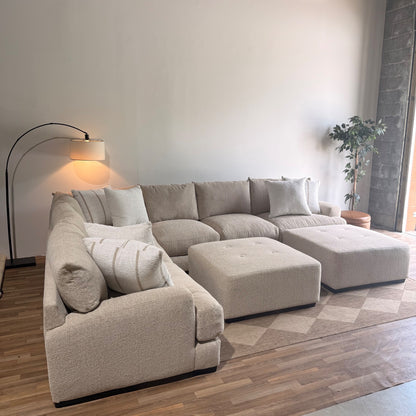 Parker Grand Corner + 2 Ottoman Sectional in Beige — Kindred Couches