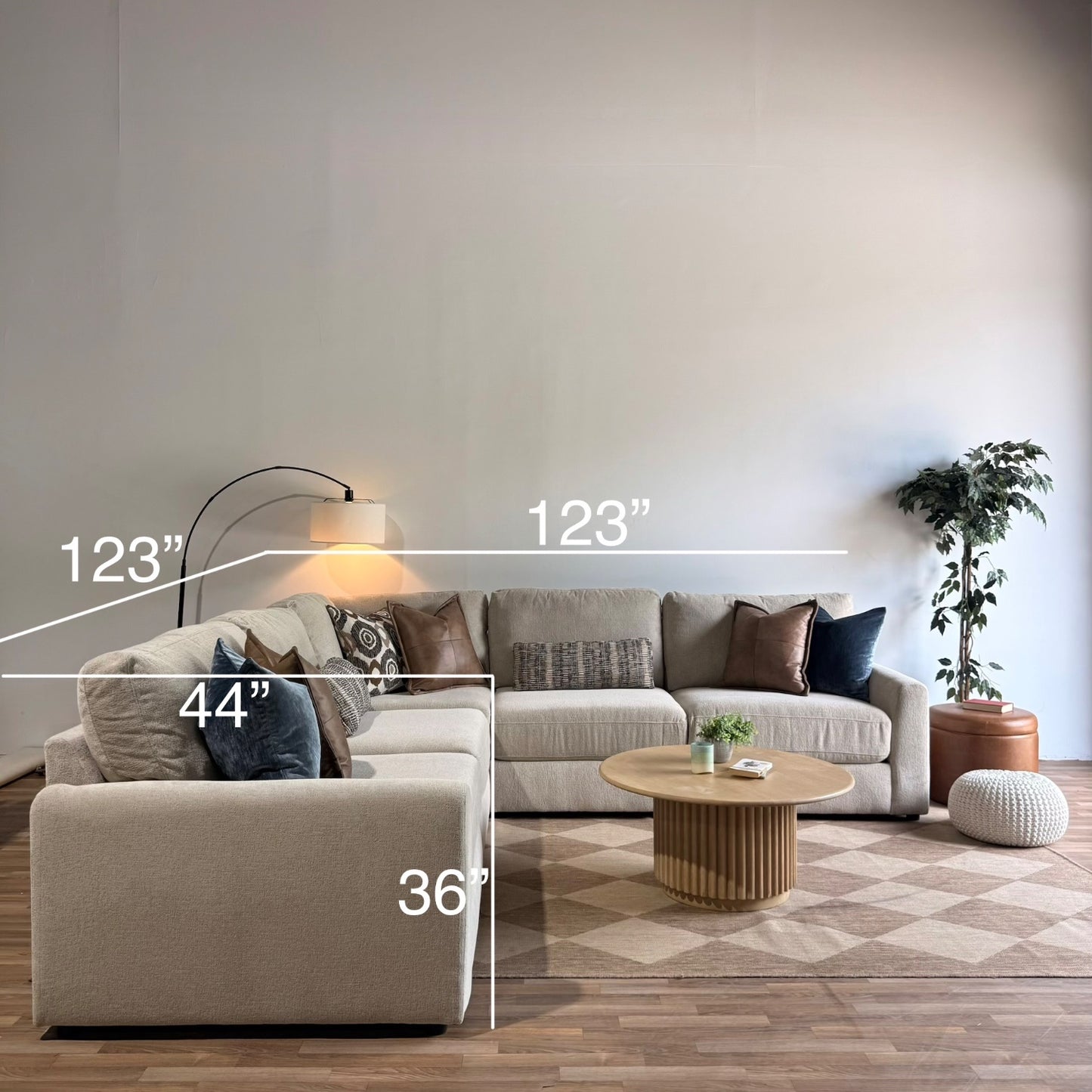 Oak Corner Sectional in Beige