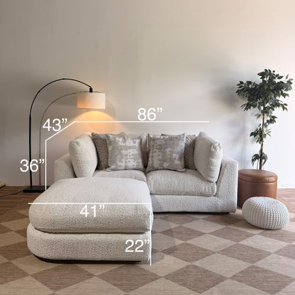 Georgia Loveseat + Ottoman in Cream Boucle