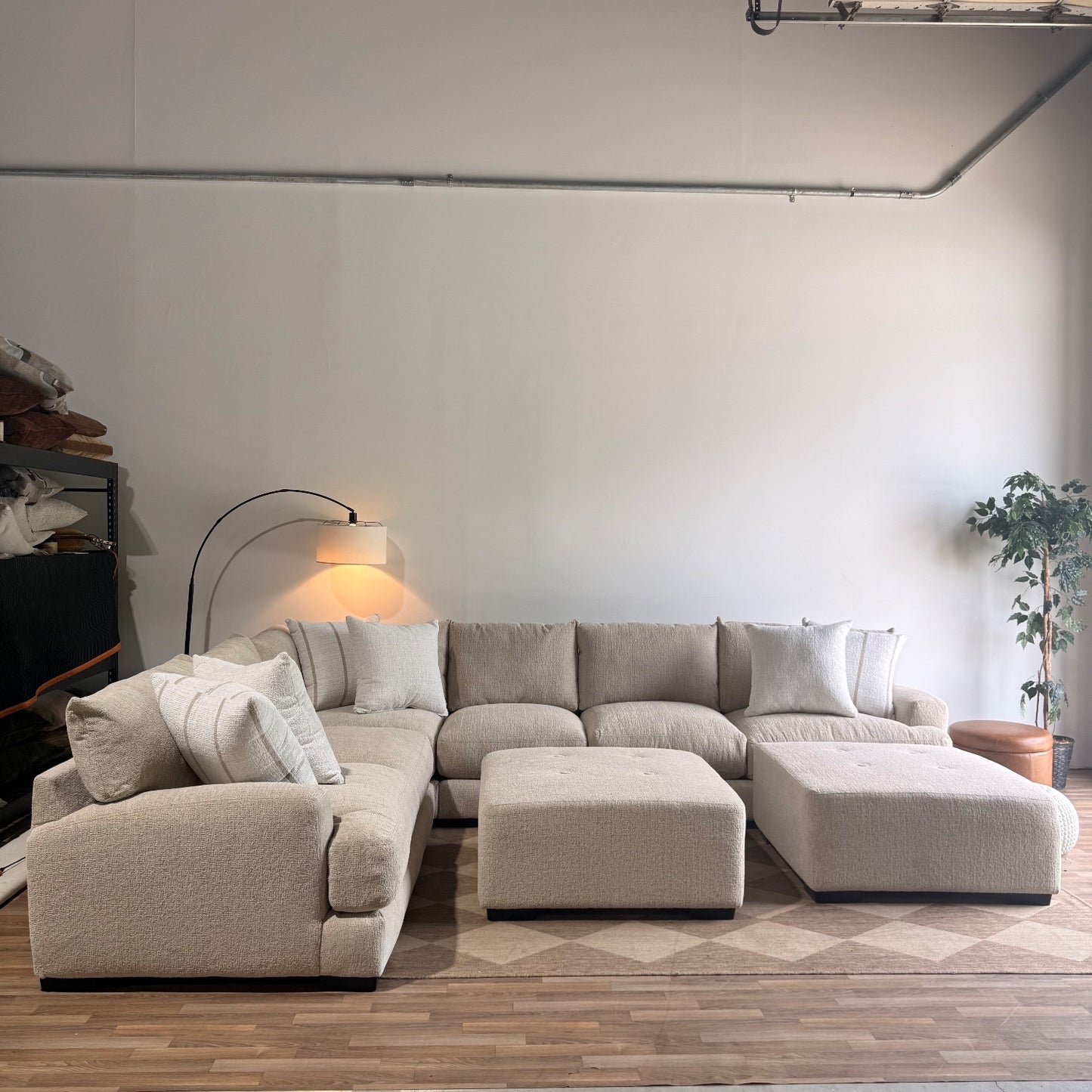 Parker Grand Corner + 2 Ottoman Sectional in Beige — Kindred Couches