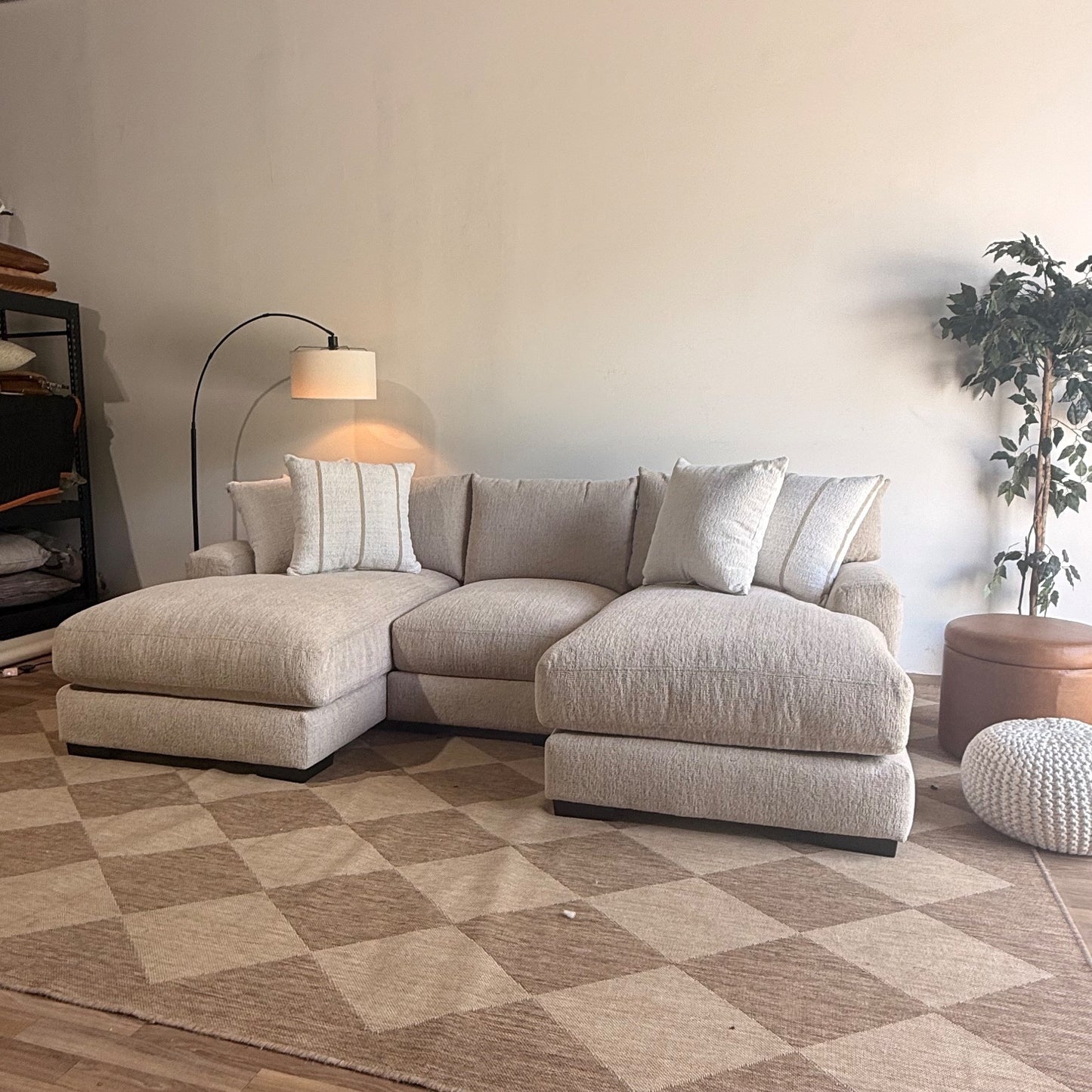 Parker Double Chaise Sectional in Beige — Kindred Couches