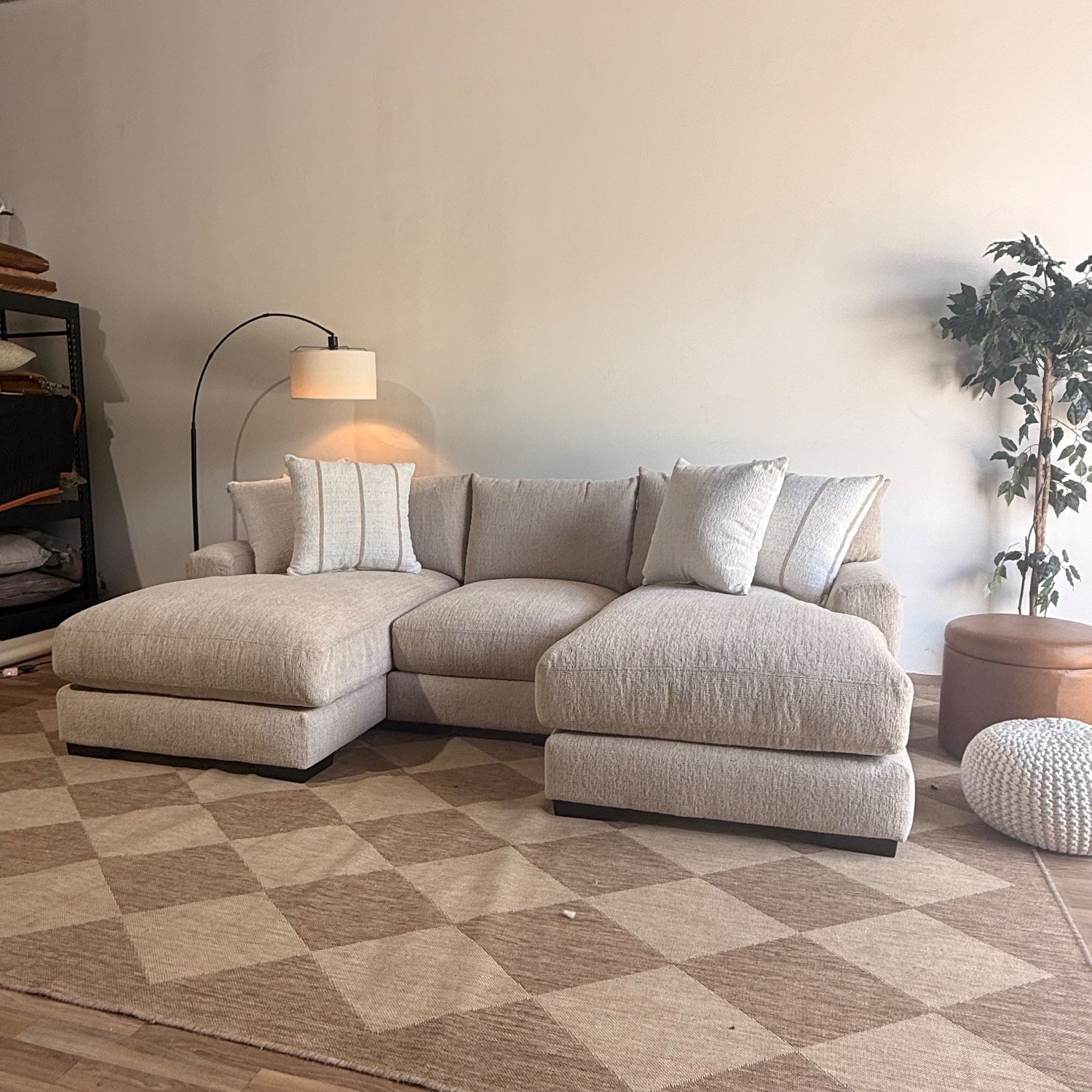 Parker Double Chaise Sectional in Beige — Kindred Couches