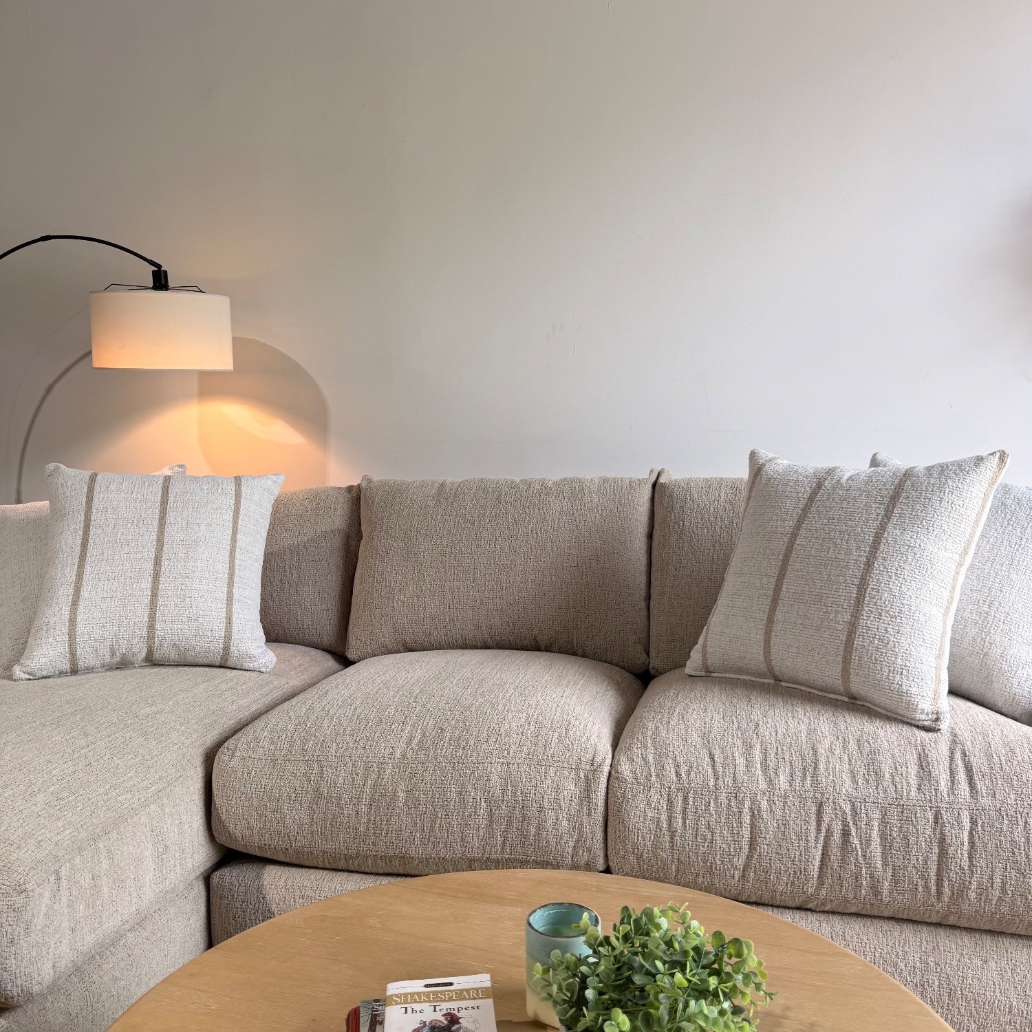 Parker Left Chaise Sectional in Beige Chenille — Kindred Couches