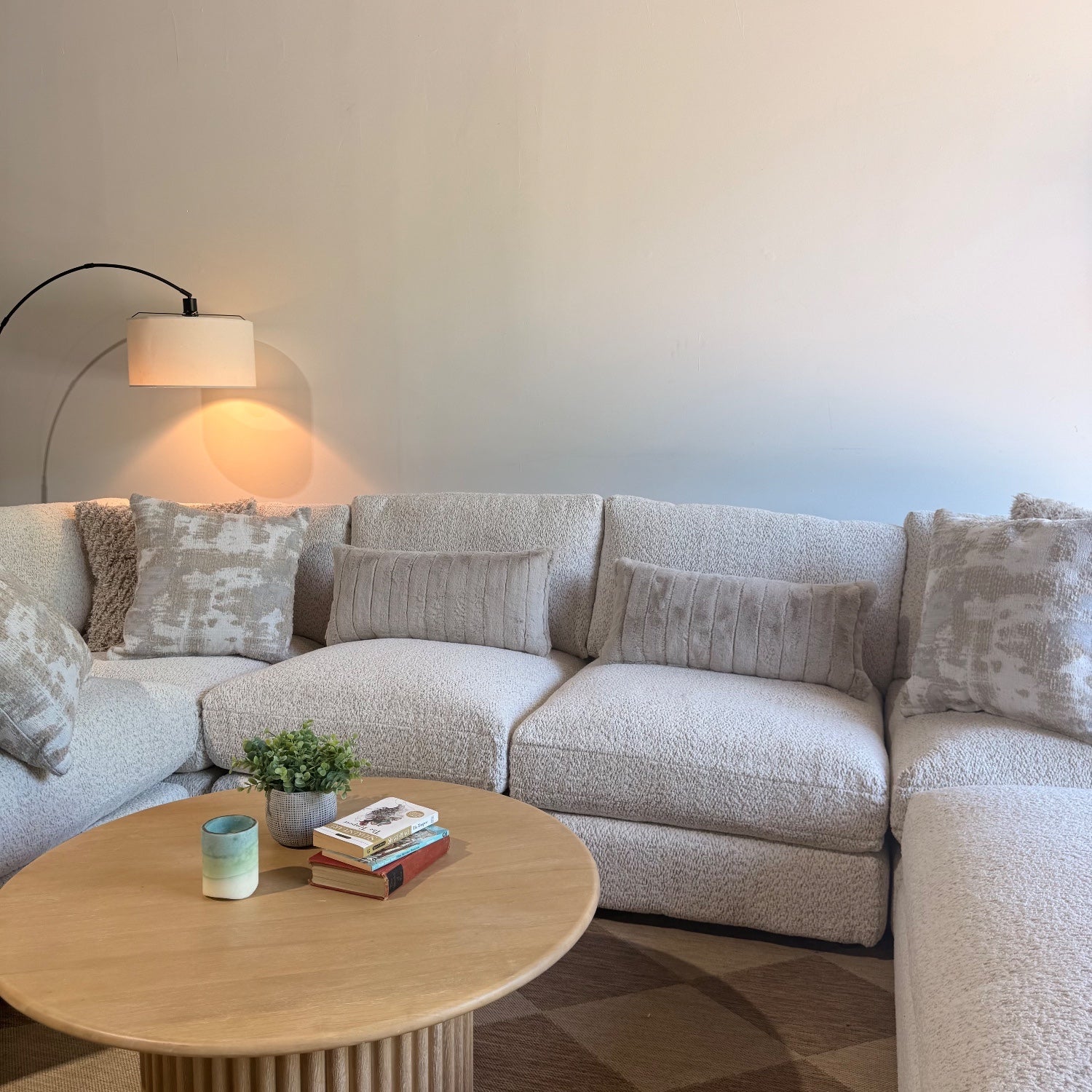 Georgia U-Shape Enclosed Sectional in Cream Boucle — Kindred Couches