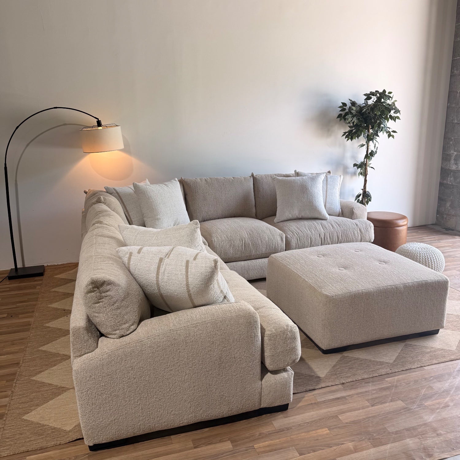 Parker Corner Sectional + Ottoman in Beige — Kindred Couches