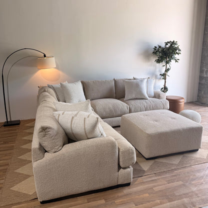 Parker Corner Sectional + Ottoman in Beige — Kindred Couches