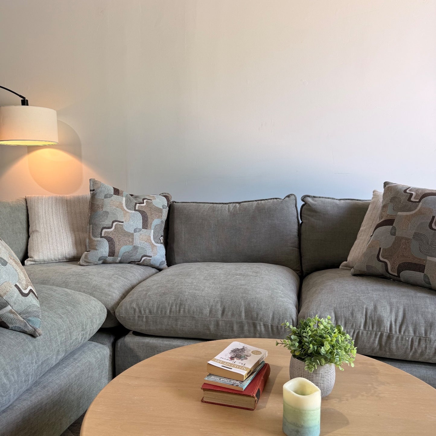 Mesa L-Shape Enclosed Sectional in Sage Green Chenille