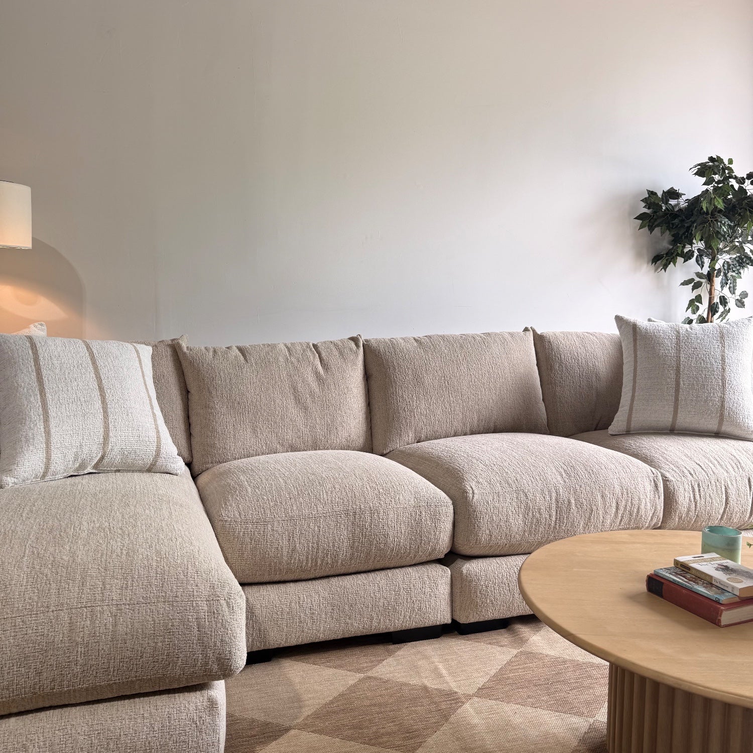 Parker Long Left Chaise Sectional in Beige — Kindred Couches