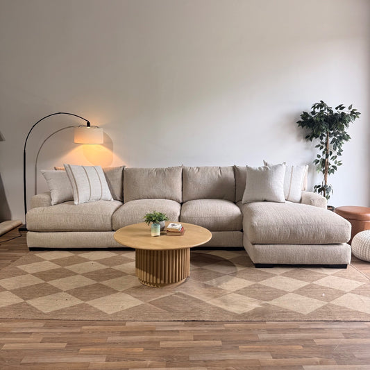 Parker Long Right Chaise Sectional in Beige — Kindred Couches