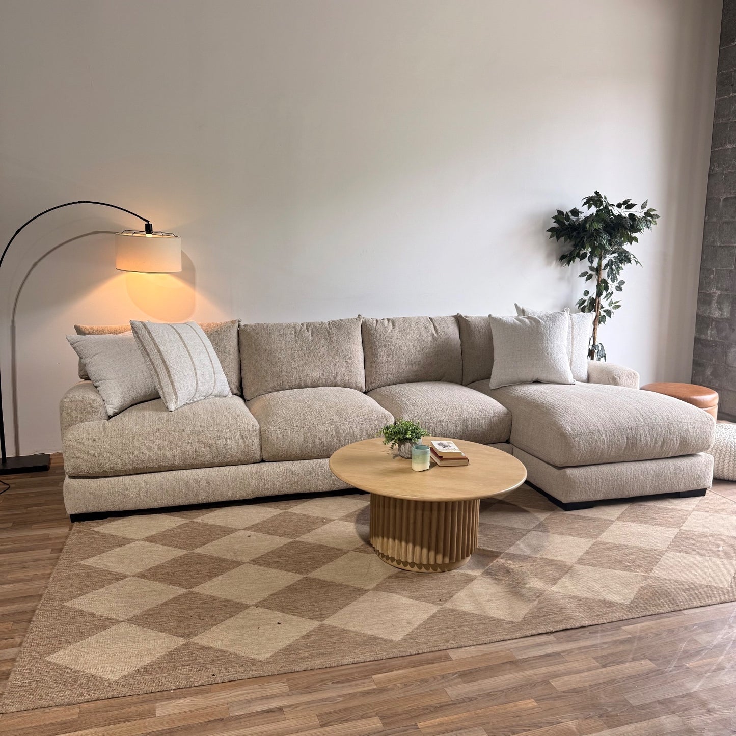 Parker Long Right Chaise Sectional in Beige — Kindred Couches