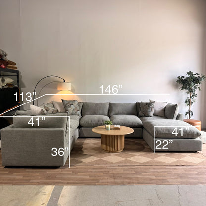 Mesa Grand Corner Sectional + Ottoman in Sage Green Chenille