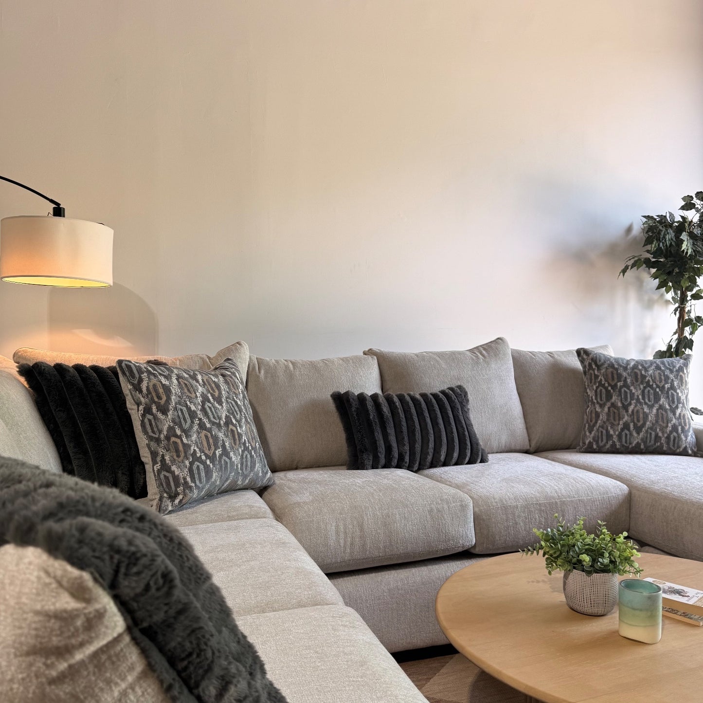 Carter Sectional in Beige Fabric