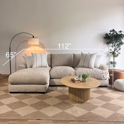 Parker Left Chaise Sectional in Beige Chenille — Kindred Couches