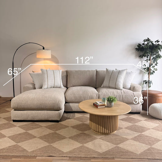 Parker Left Chaise Sectional in Beige Chenille — Kindred Couches