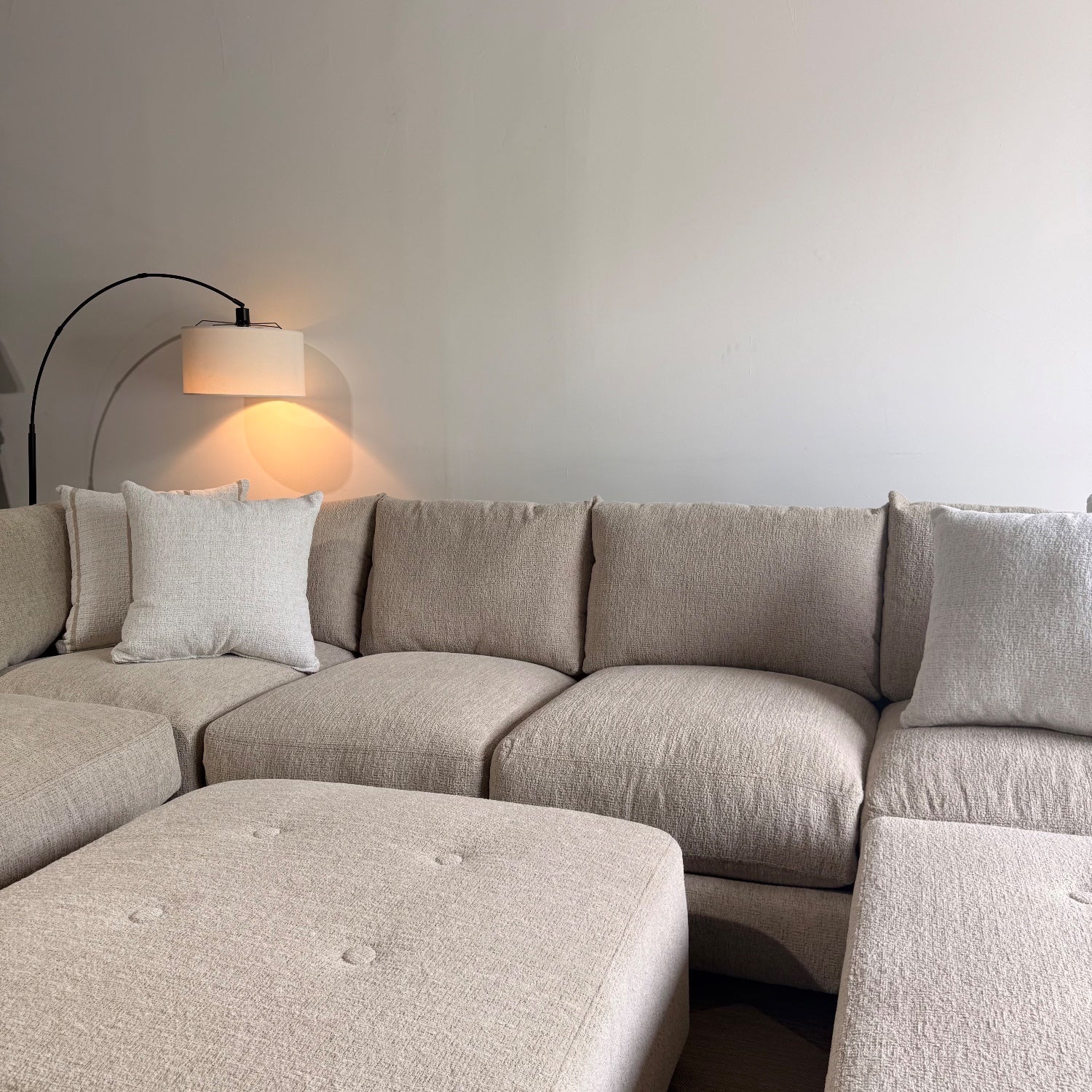 Parker Grand Corner + 2 Ottoman Sectional in Beige — Kindred Couches