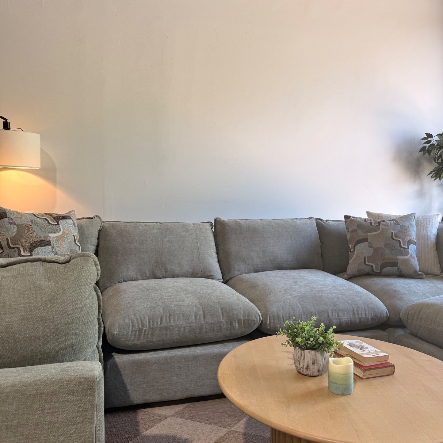 Mesa U-Shape Enclosed Sectional in Sage Green Chenille