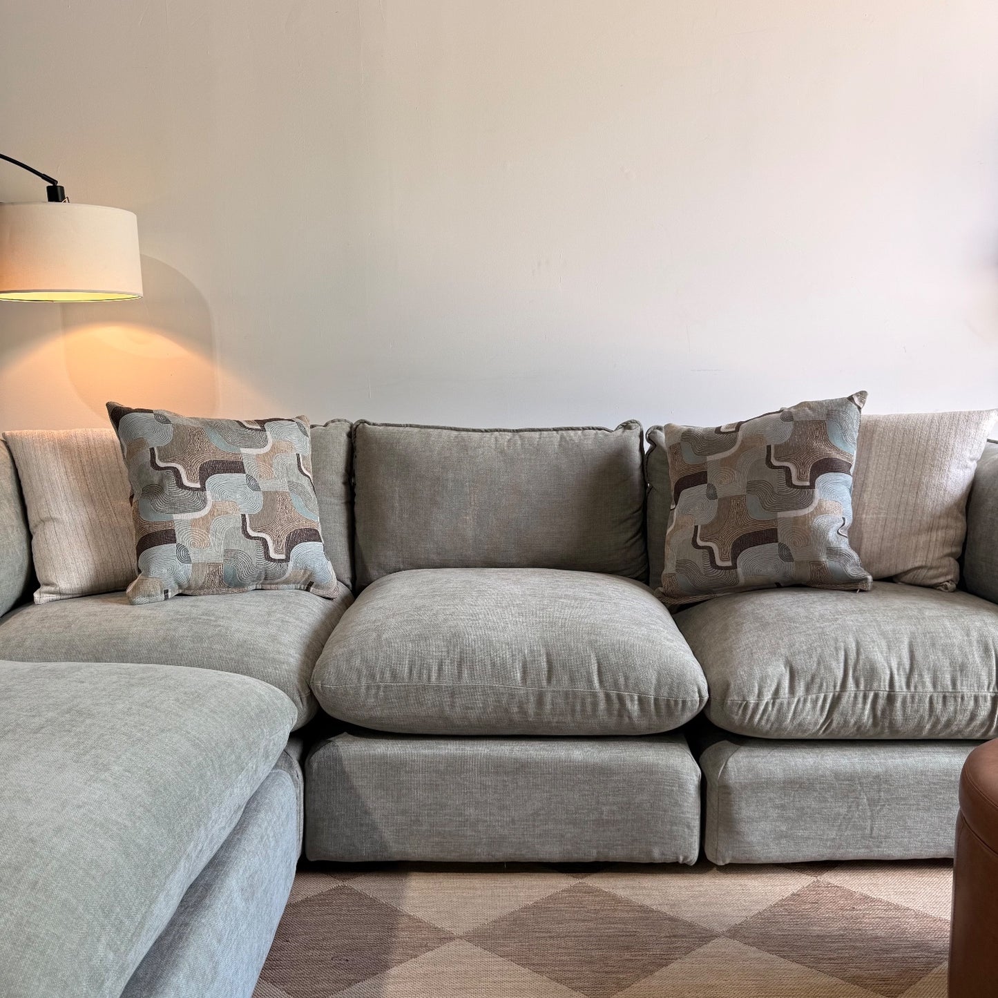 Mesa Sofa w/ Ottoman in Sage Green Chenille
