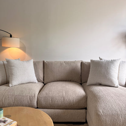 Parker Right Chaise Sectional in Beige Chenille — Kindred Couches
