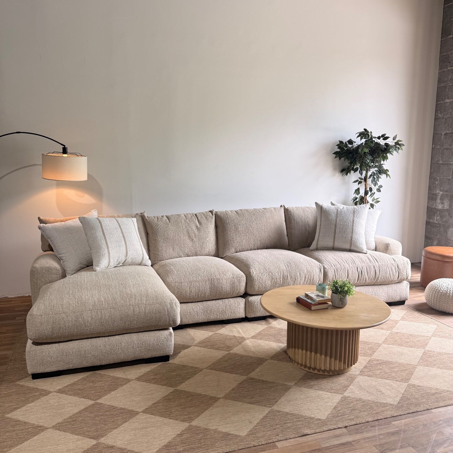 Parker Long Left Chaise Sectional in Beige — Kindred Couches