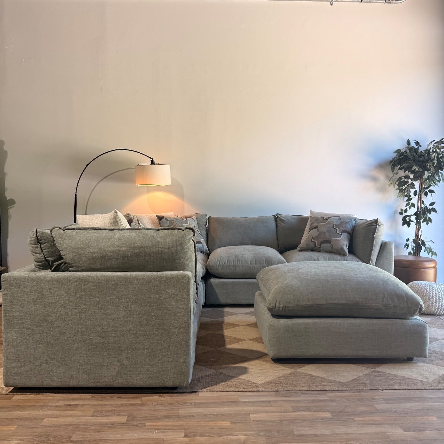 Mesa Corner Sectional + Ottoman in Sage Green