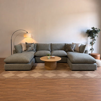 Mesa Double Chaise Sectional in Sage Green Chenille