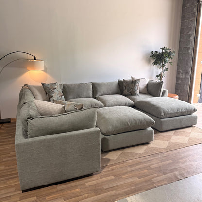 Mesa Grand Corner Sectional + 2 Ottomans in Sage Green Chenille