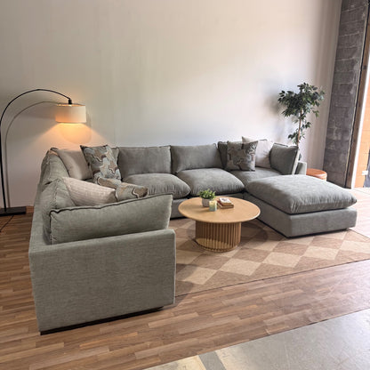 Mesa Grand Corner Sectional + Ottoman in Sage Green Chenille