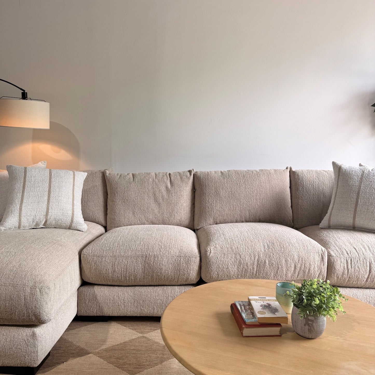 Parker Long Left Chaise Sectional in Beige — Kindred Couches