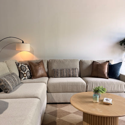Oak Corner Sectional in Beige