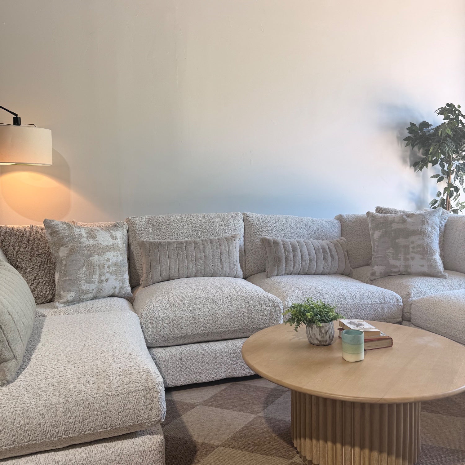 Georgia U-Shape Sectional in Cream Boucle — Kindred Couches