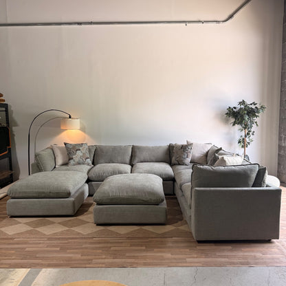 Mesa Grand Corner Sectional + 2 Ottomans in Sage Green Chenille