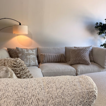 Georgia Corner Sectional + Ottoman in Cream Boucle