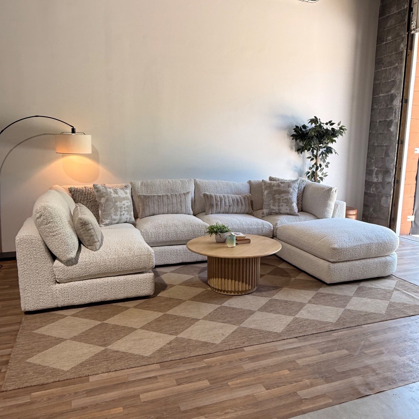 Georgia U-Shape Sectional in Cream Boucle — Kindred Couches