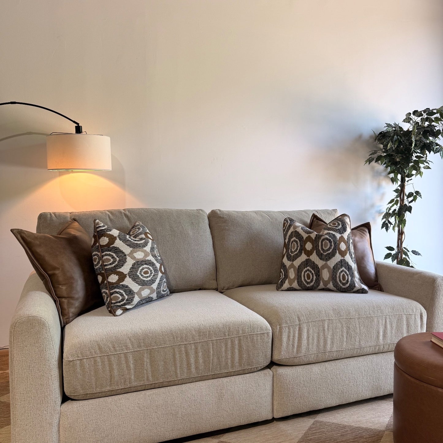 Oak Loveseat in Beige Performance Fabric